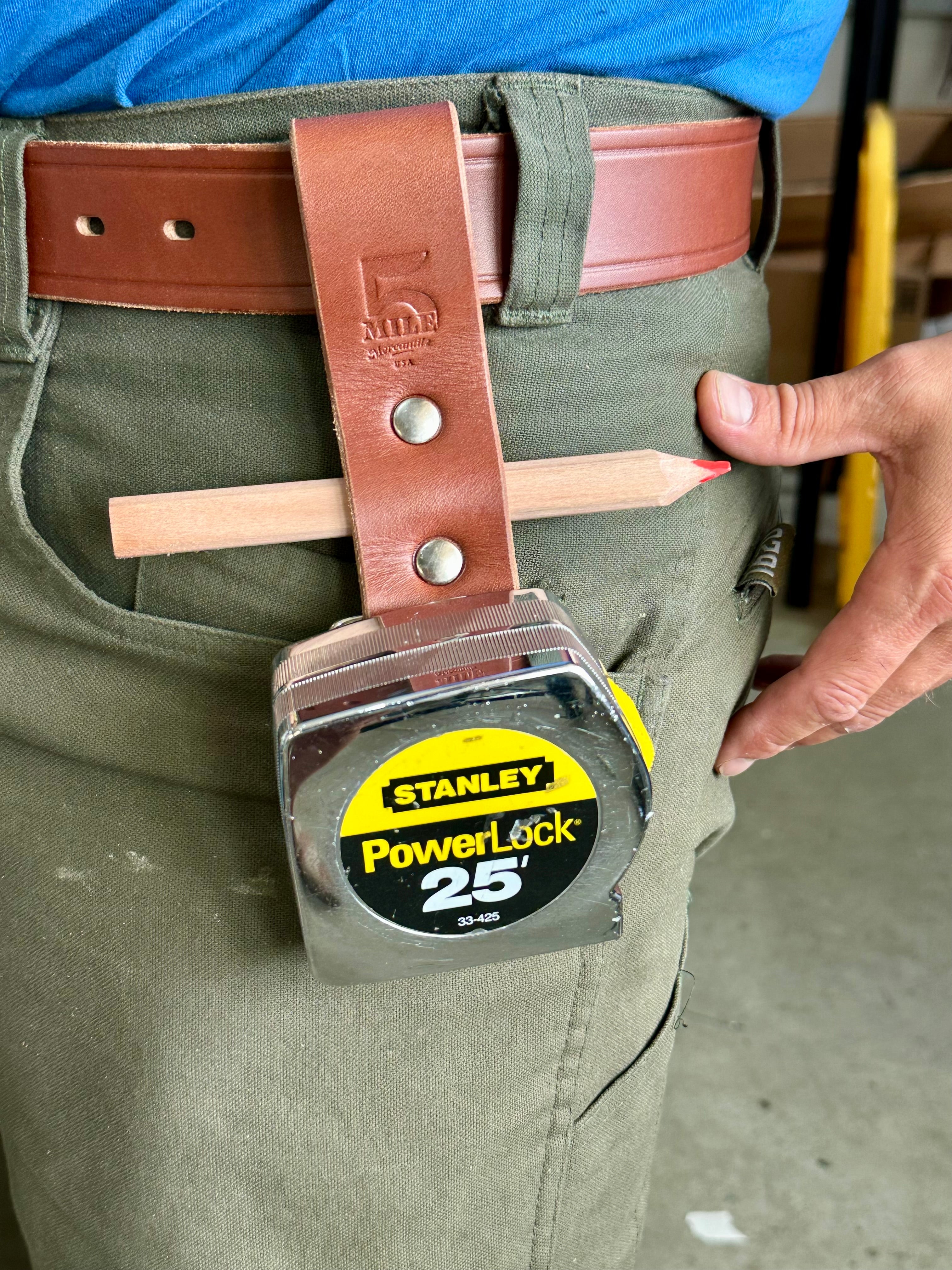 Journeyman Measuring Tape Holder / Veg Tanned Leather