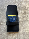 Pocket wallet with flap Black Open on cutting table