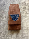 Pocket wallet with flap Brown on cutting table