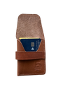 Pocket wallet with flap Coffee flap open no background