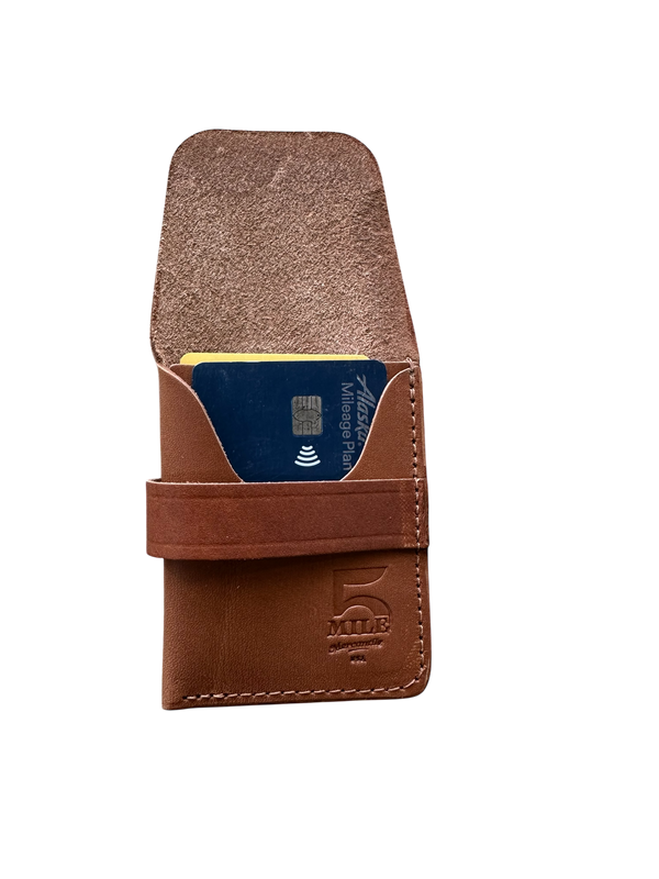 Pocket wallet with flap Coffee flap open no background