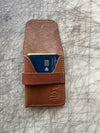 Pocket wallet with flap Coffee flap open on cutting table