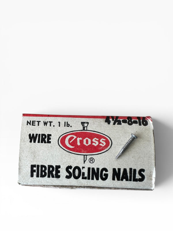 Box of Cross fibre soling nails on a white background