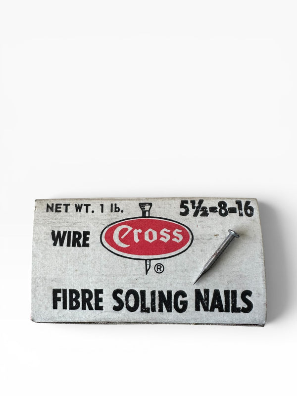 Box of Cross fibre soling nails on a white background