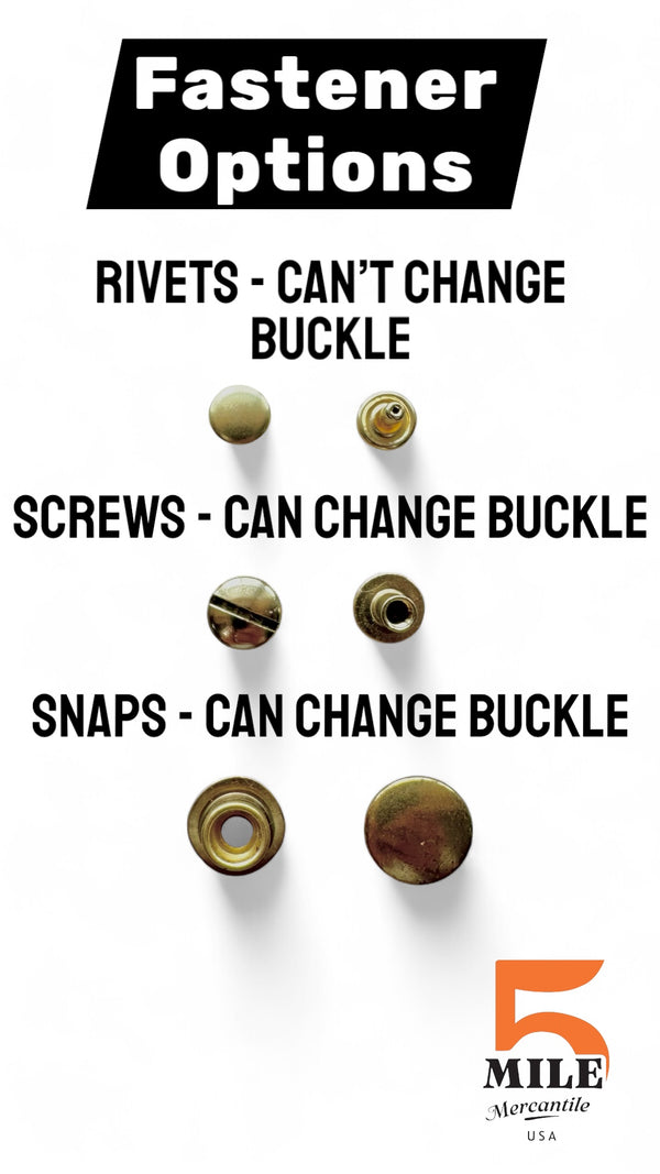 Belt Brass Fastener Options Rivets, Screws, Snaps