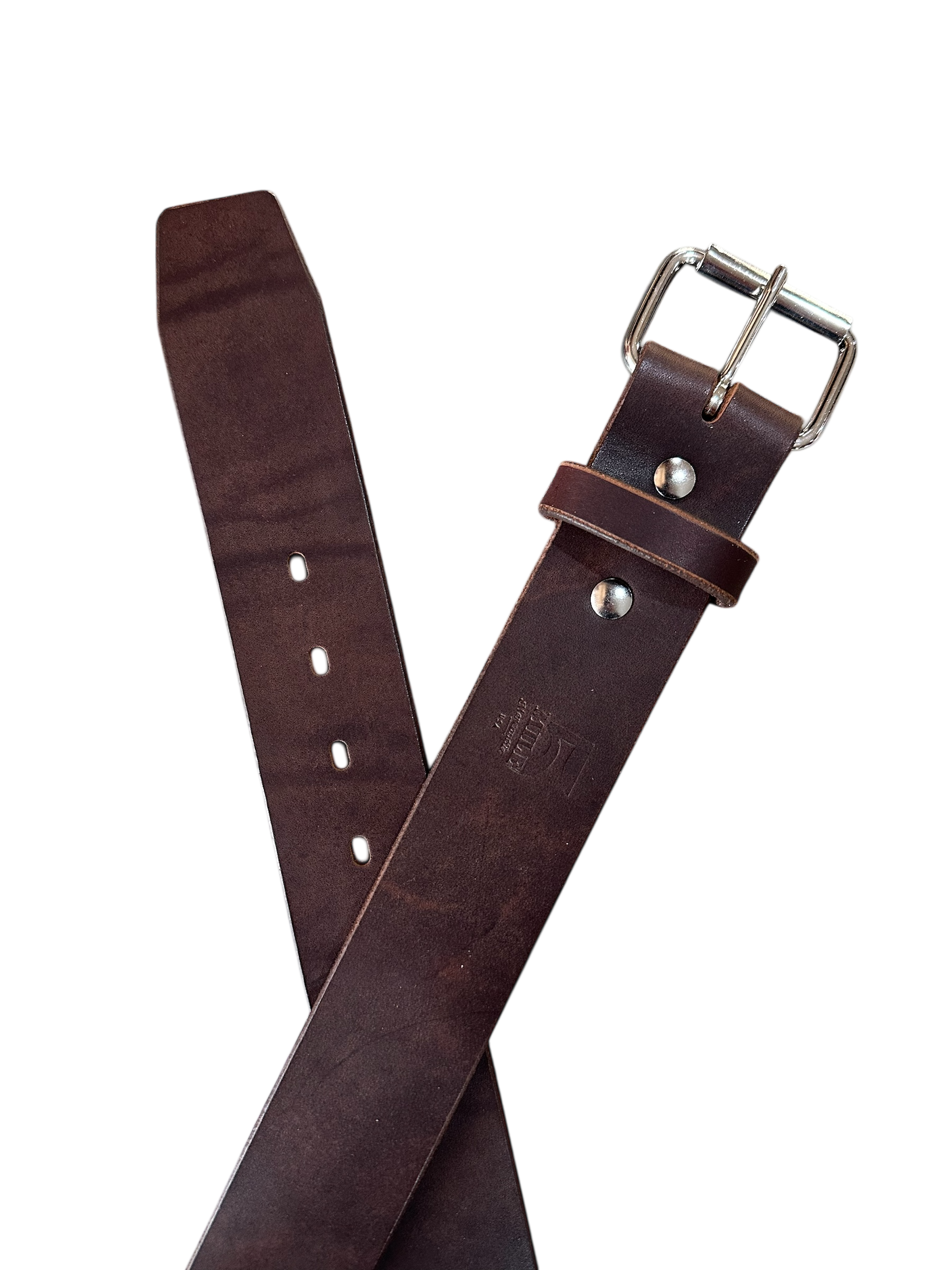 Brown belt with silver buckle