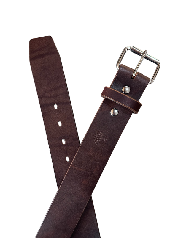 Brown belt with silver buckle