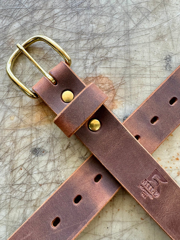 5 Miler Belt  / Distressed Buffed Brown / Stiffness: Medium Soft / Width: 1.5''