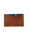 Brown leather cardholder with '5 Mile' branding on a white background