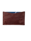 Brown leather wallet with brand logo on a white background