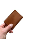 Folding card wallet Coffee color in hand exterior no background