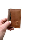Folding card wallet Coffee color in hand no background