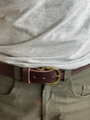 Grainger Belt Dark Brown Veg Tanned on Waist with brass buckle