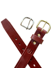 Brown belt with brass and silver buckle