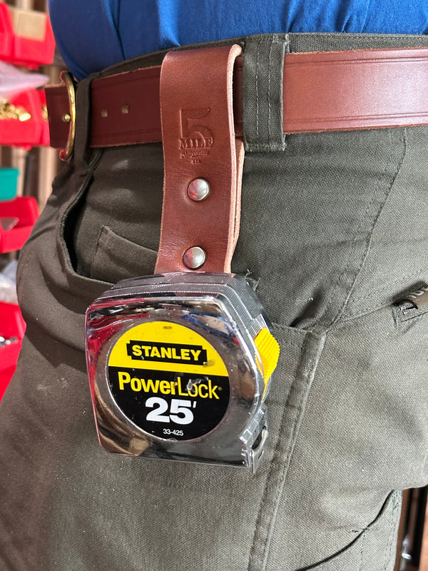 Journeyman Measuring table holder brown strap with measuring table on belt