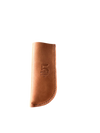 Brown leather skillet sleeve case with '5 Mile' branding on a white background