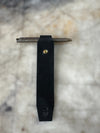 Leather bookmark black on cutting table