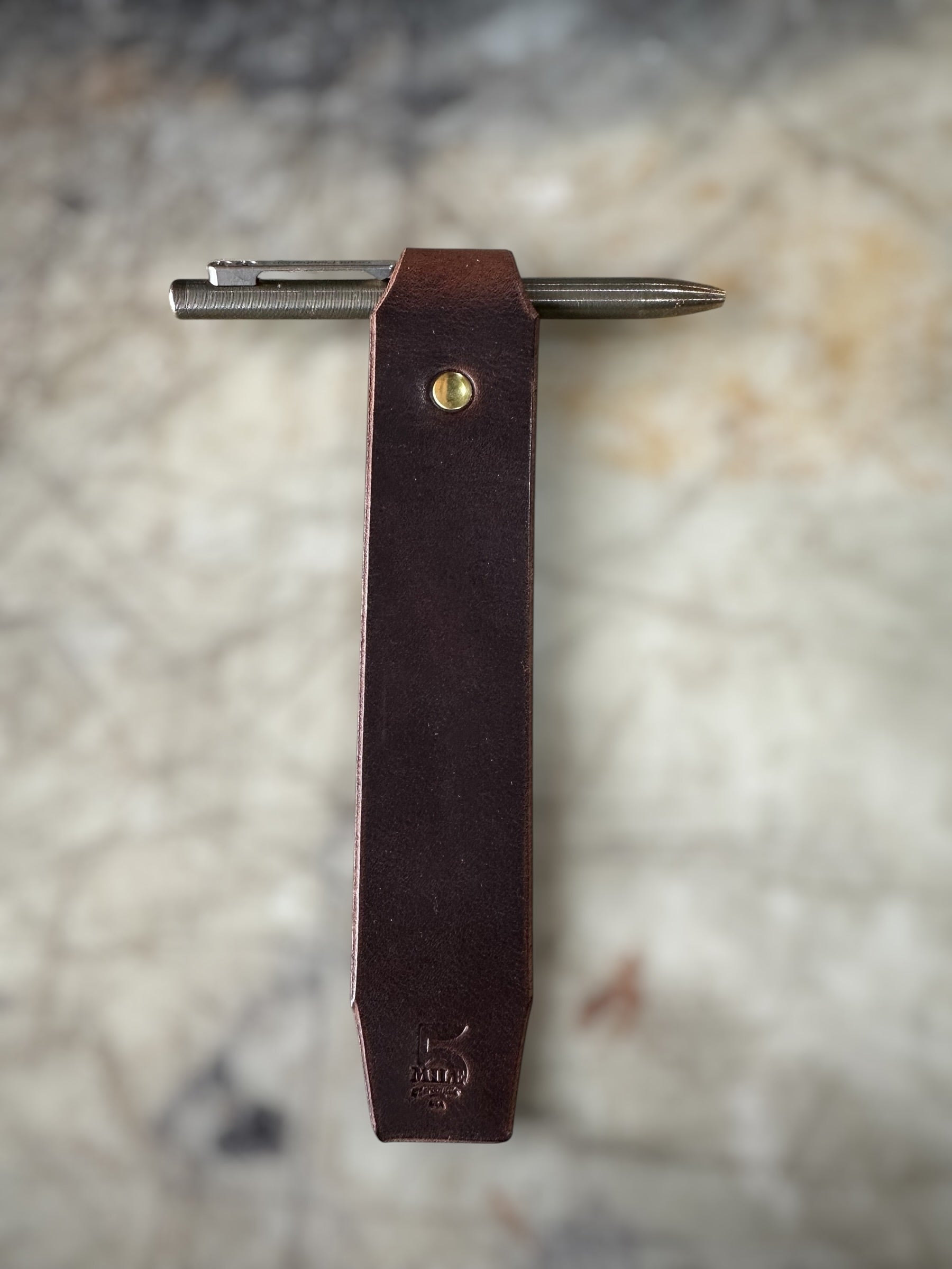 Leather bookmark brown latigo on cuttin table