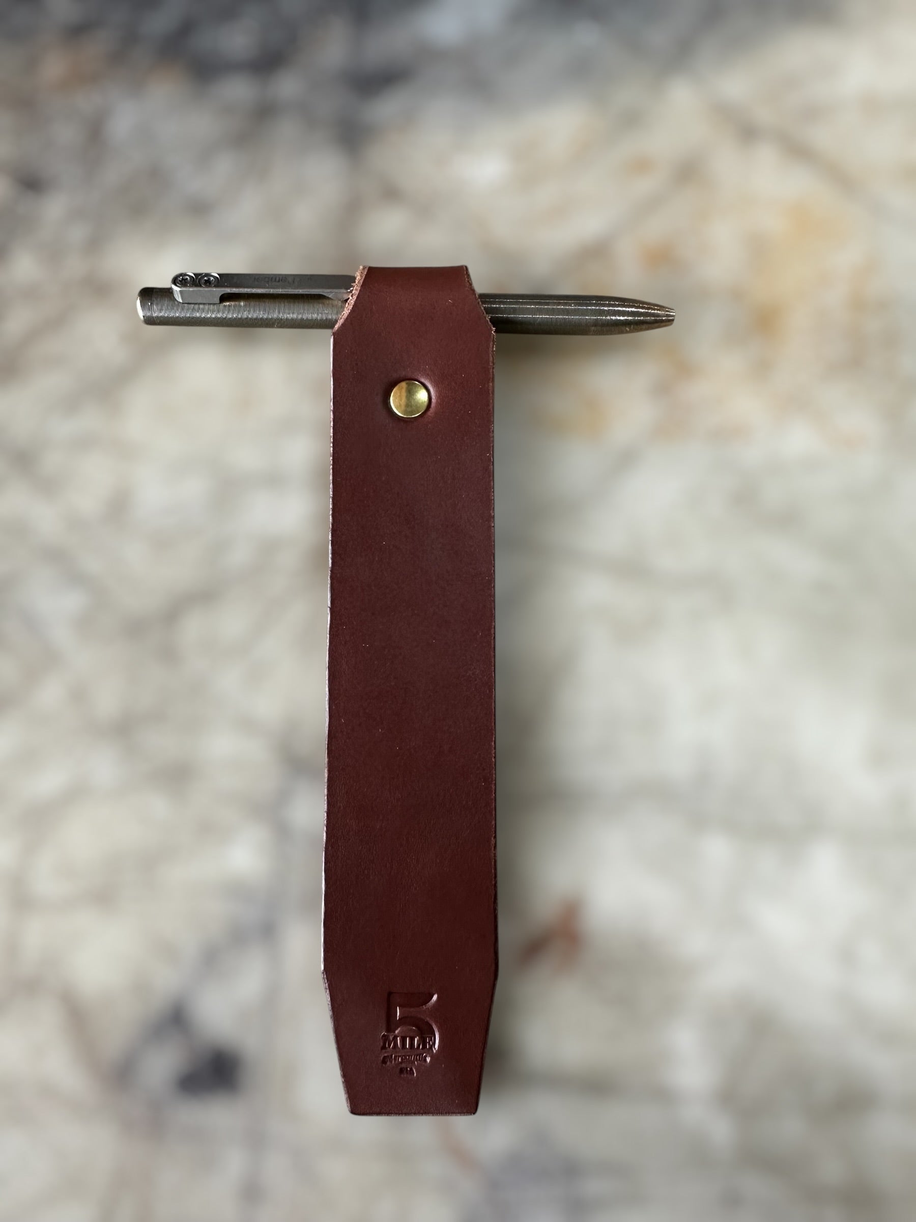 Leather bookmark brown veg tanned on cutting table