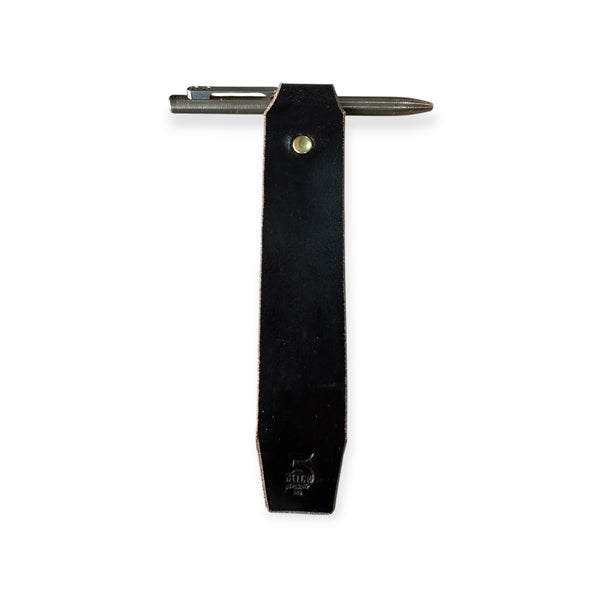 Black leather bookmark with pen slot