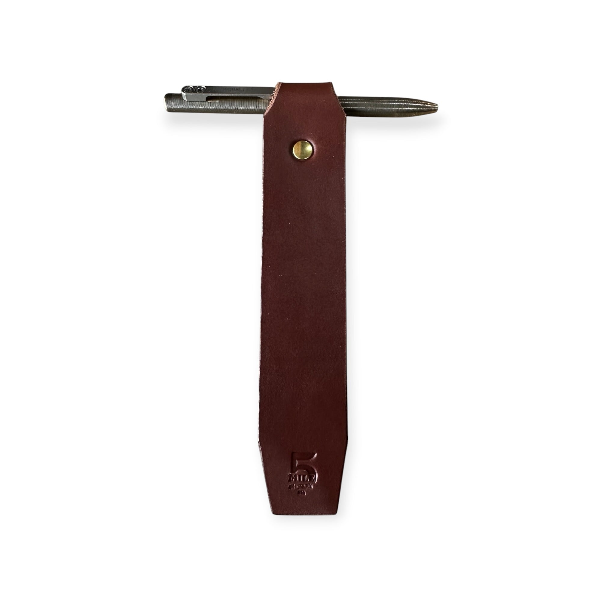 Leather bookmark medium brown veg tanned no background