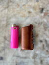 Leather lighter sheath with finger grooves no background cutting table