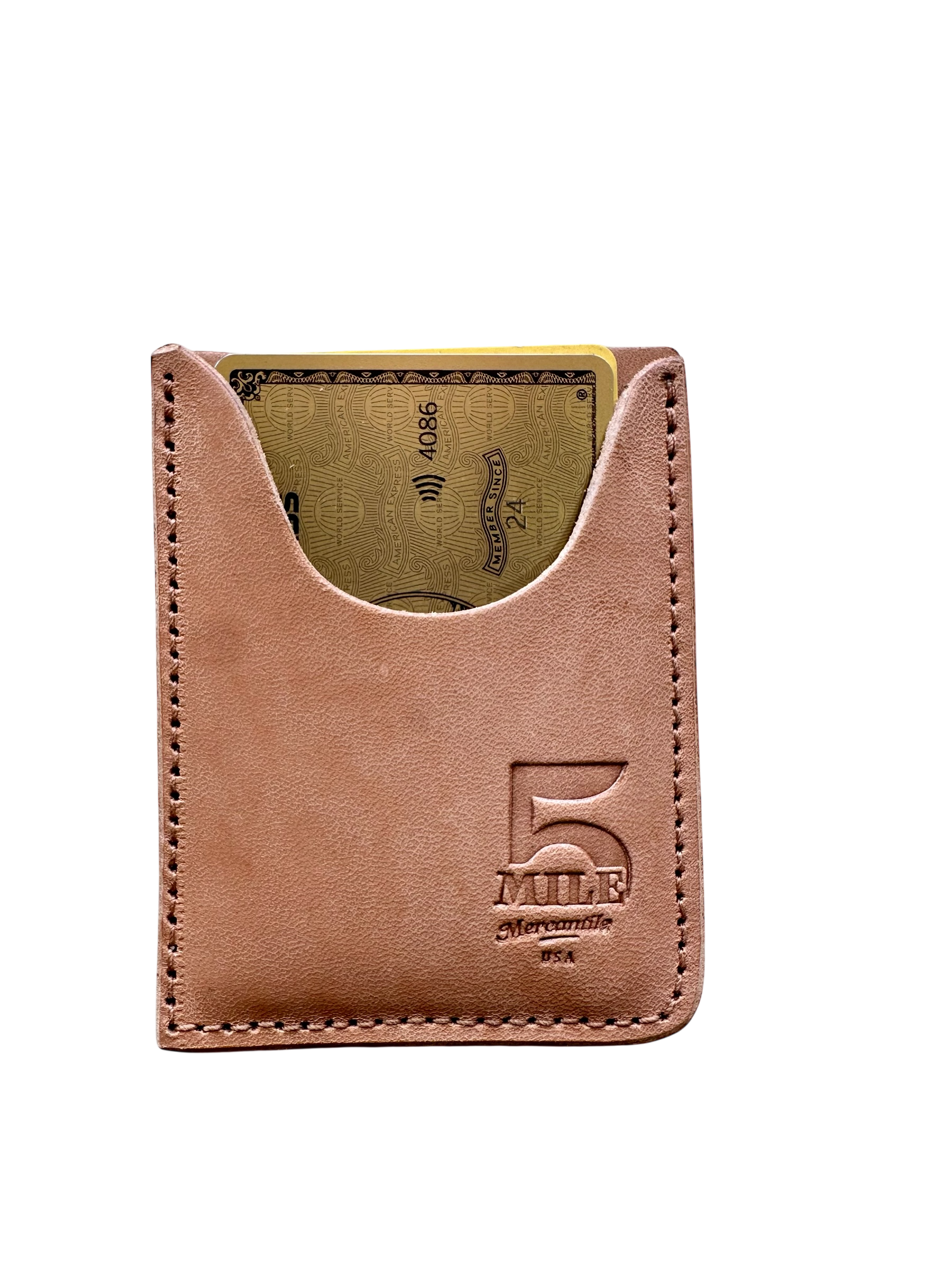 Brown leather wallet with card holder on a white background
