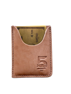Brown leather wallet with card holder on a white background