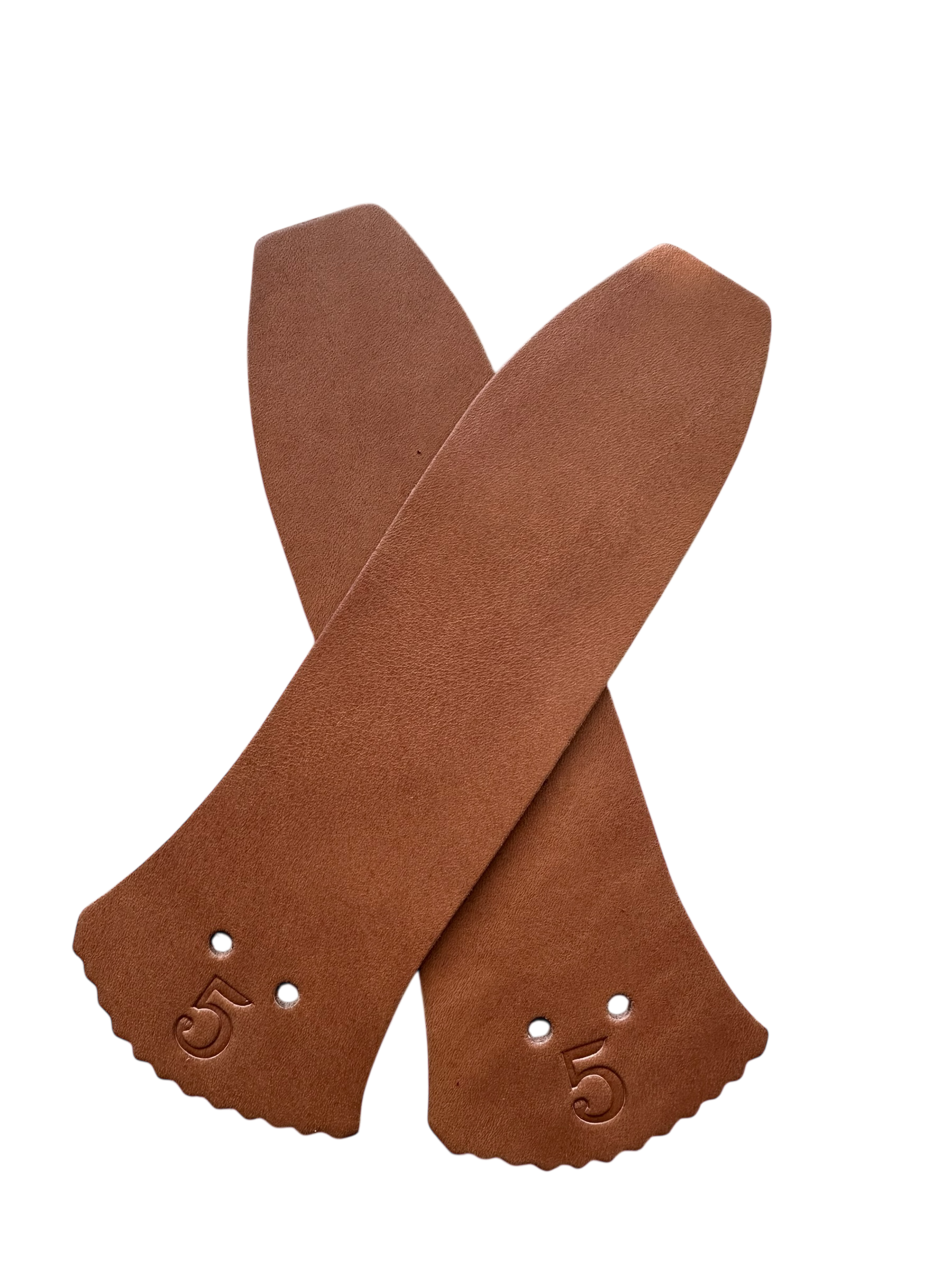 Pair of Coffee Colored Blue Collar Boot Kilities no background 