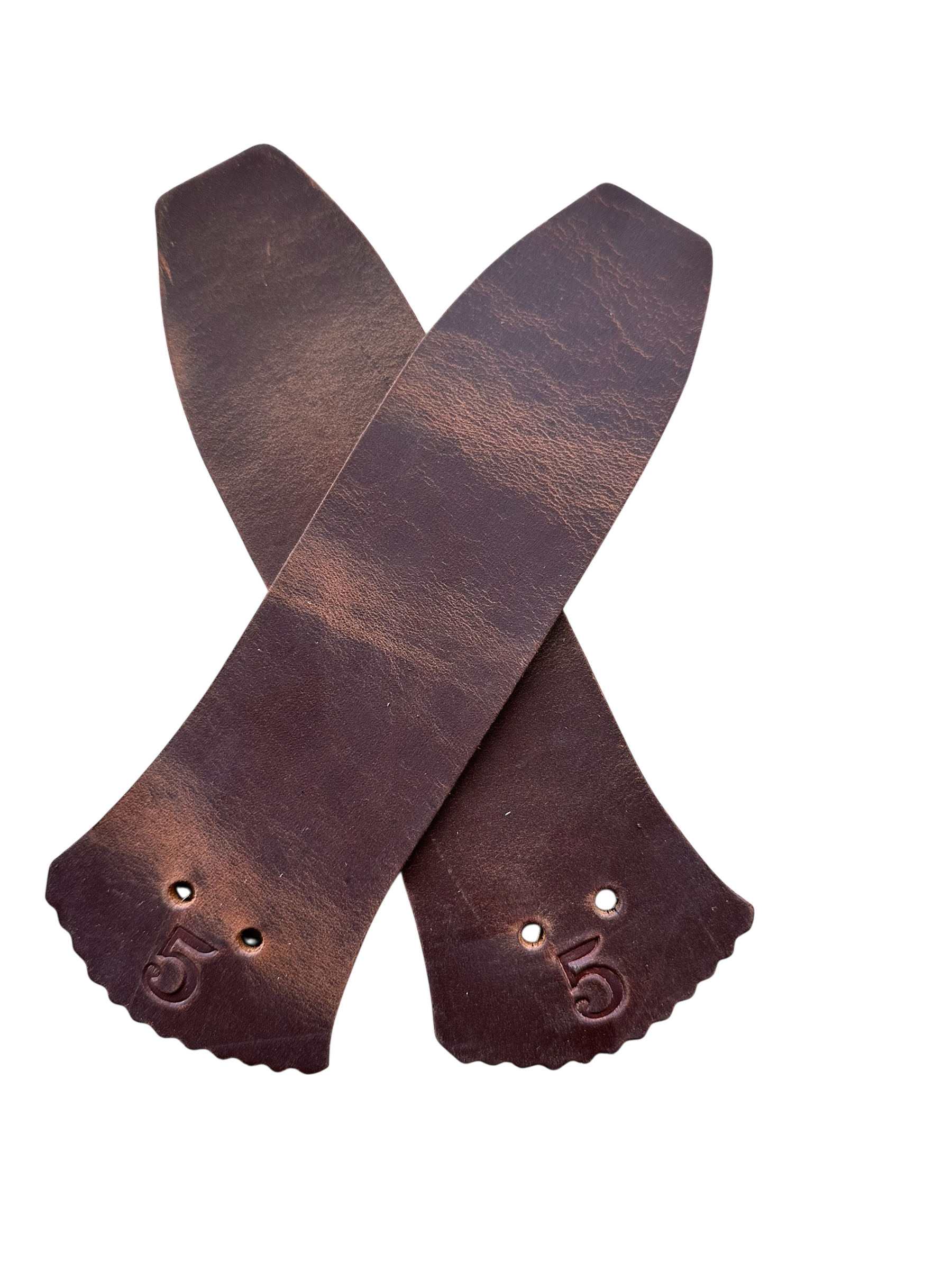 Pair of Distressed Brown Blue Collar Boot Kilities no background 
