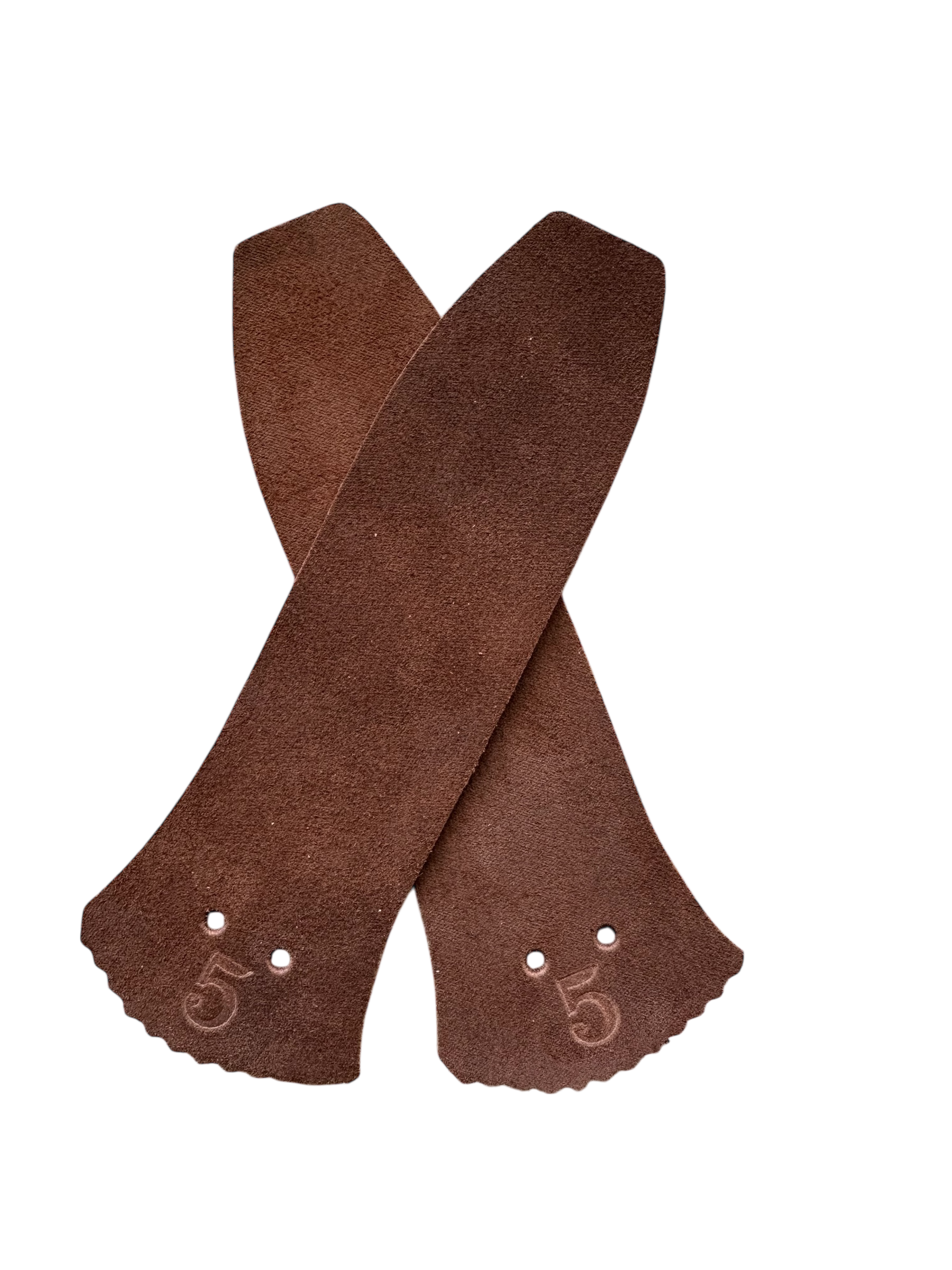 Pair of Roughout Brown Colored Blue Collar Boot Kilities no background 