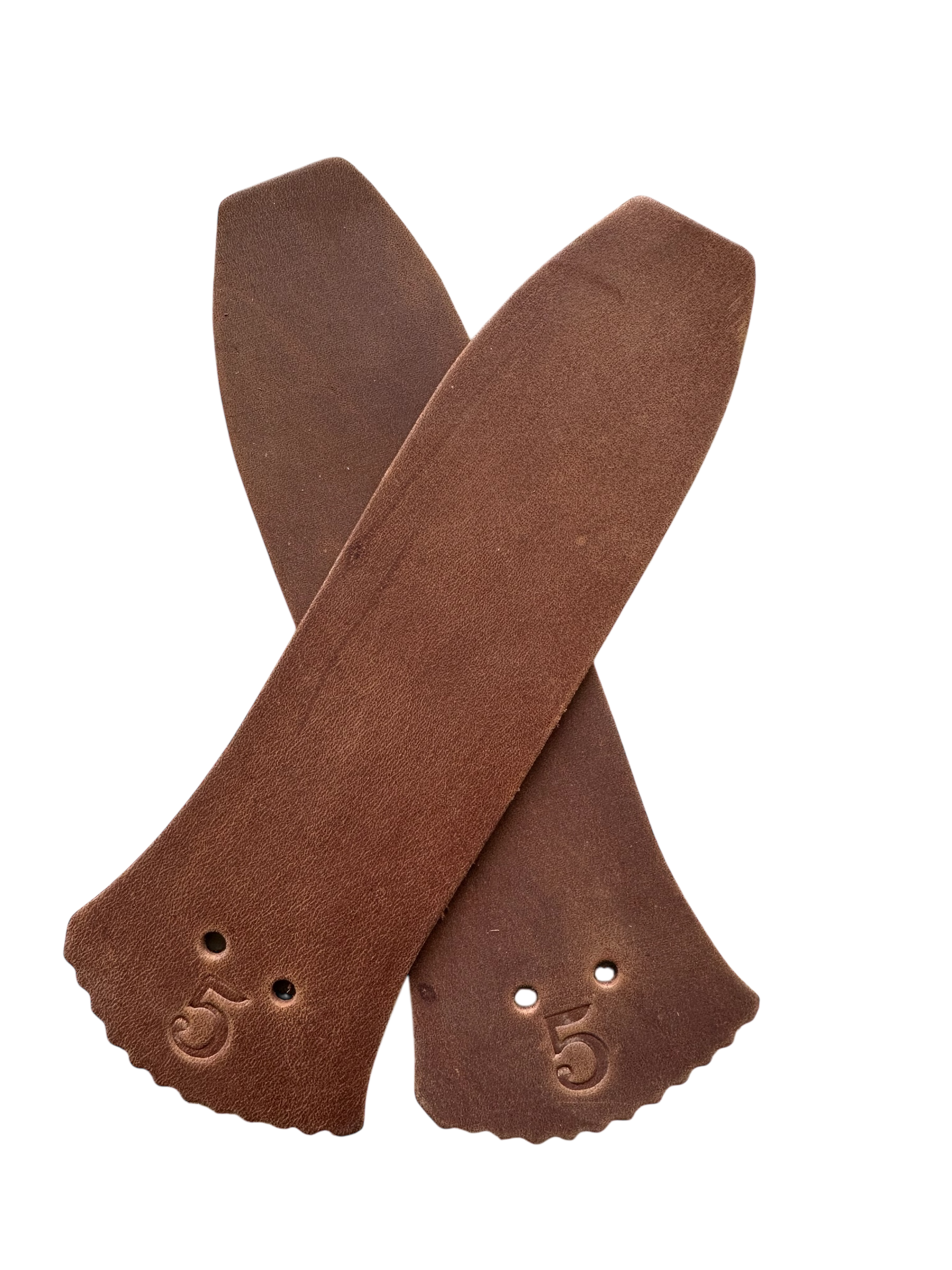 Pair of Suede Brown Colored Blue Collar Boot Kilities no background 