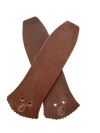 Pair of Suede Brown Colored Blue Collar Boot Kilities no background 