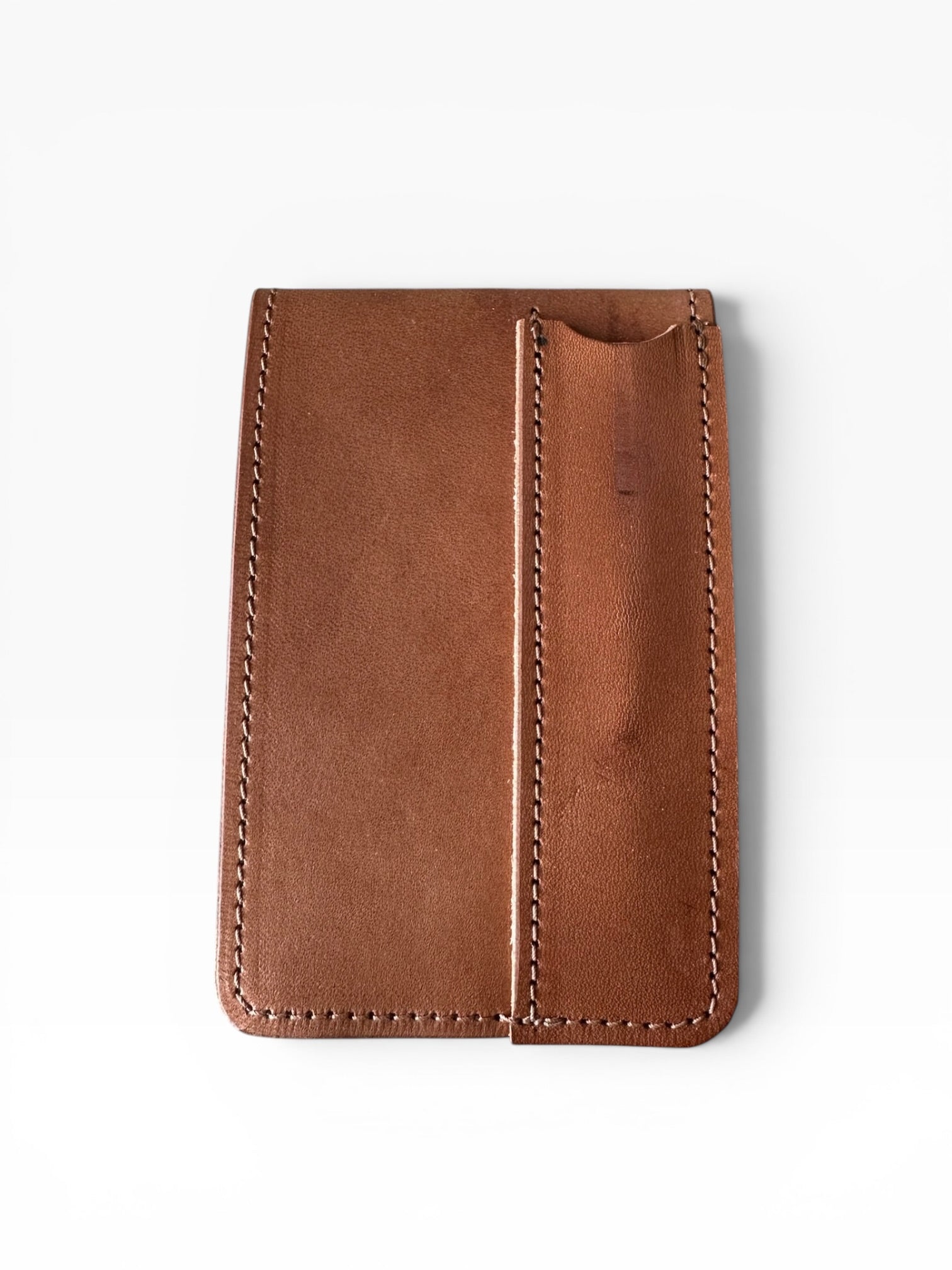 Brown leather wallet on a white background