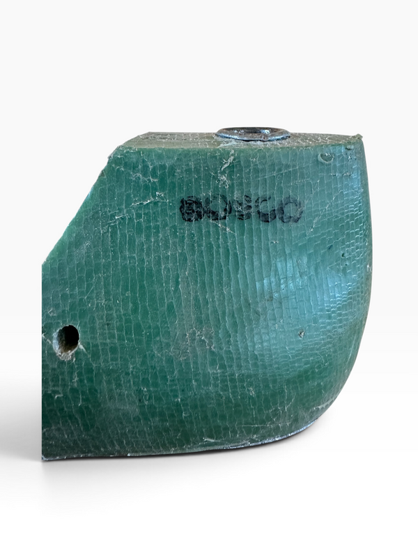 A green textured replacement part with a curved shape, featuring a pre-drilled hole on the left and a circular opening on top, with the brand name 'BOSCO' printed in black on the front.