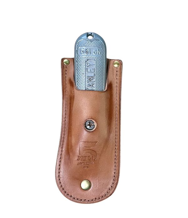 Knife sheath with a knife inside on a white background