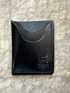 Vertical Card Wallet Black on cutting table