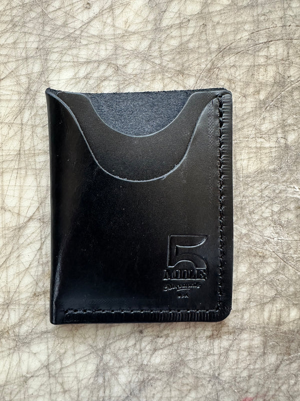 Vertical Card Wallet Black on cutting table