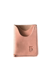 Rose gold cardholder with brand logo on a white background